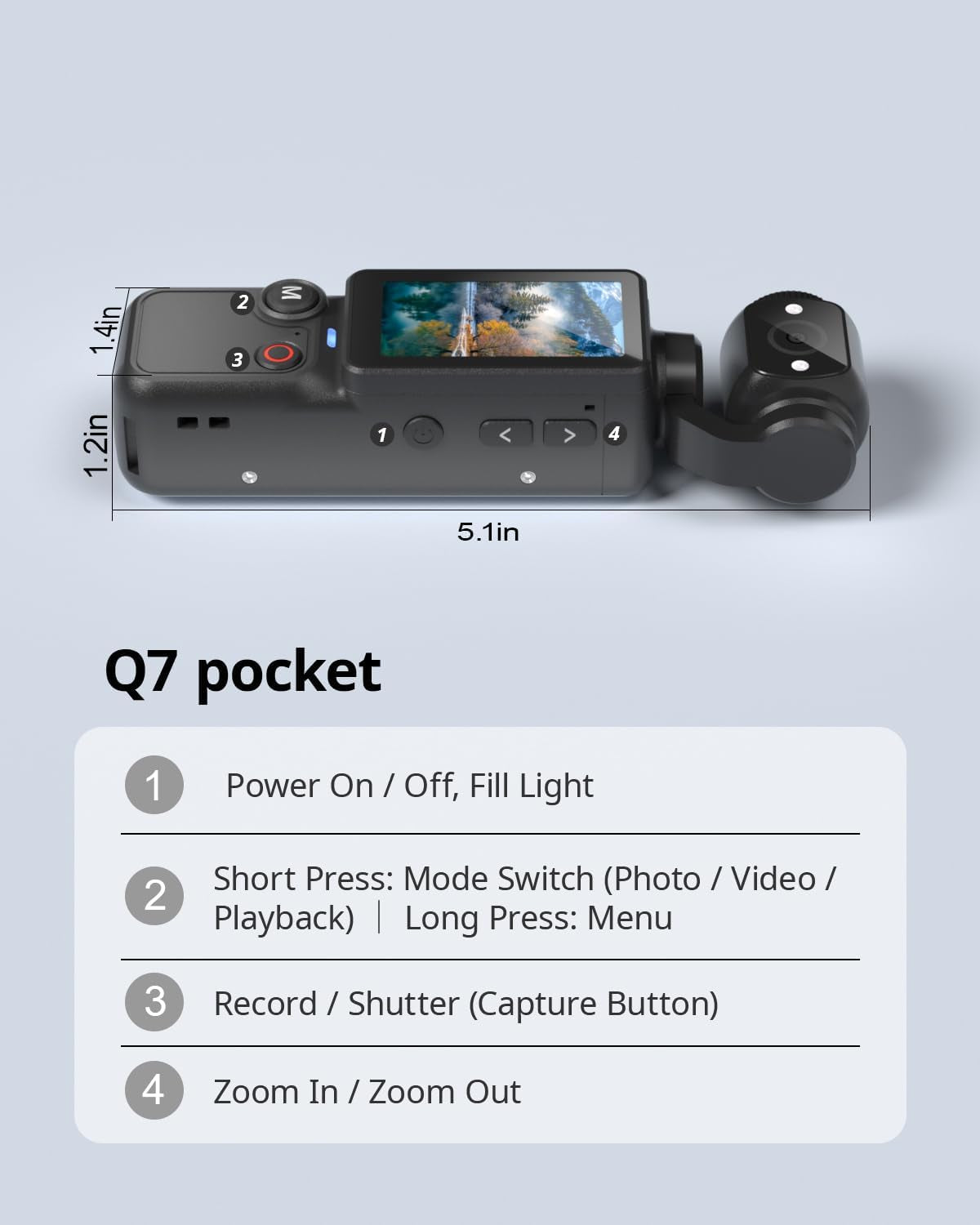 Vlogging Camera with 180° Rotating Lens, Pocket Body Camera with Audio & Video Recording,7-Hour Battery, Handheld POV Cameras with 32GB Card, Easy One-Button Recording for Travel,Daily Life