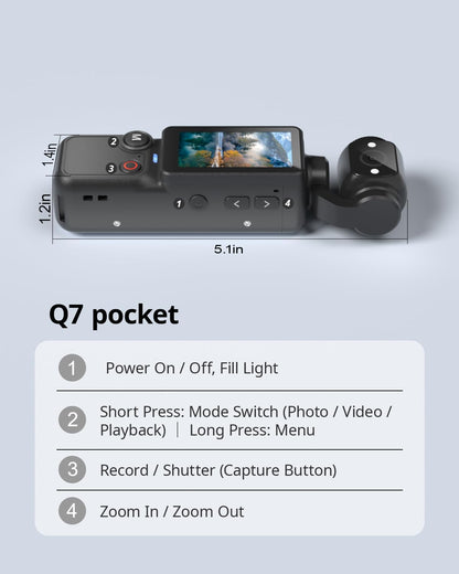 Vlogging Camera with 180° Rotating Lens, Pocket Body Camera with Audio & Video Recording,7-Hour Battery, Handheld POV Cameras with 32GB Card, Easy One-Button Recording for Travel,Daily Life